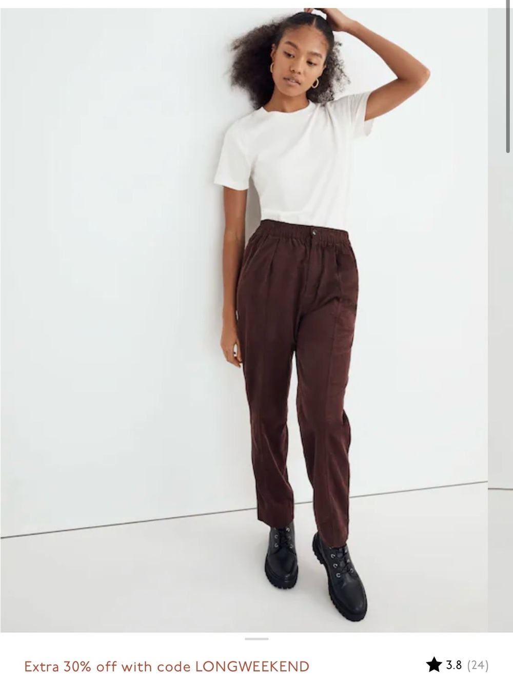 Madewell Corduroy Pull-On Tapered Pants NWT